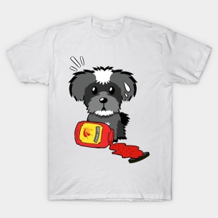 Funny Schnauzer Spilled Hot Sauce T-Shirt